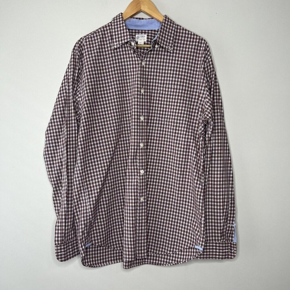 J Crew Shirtings Plaid Red Green White Sz XL
